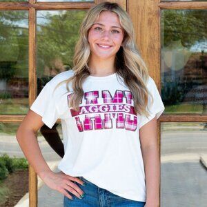 Texas A&M Plaid Letter Tee